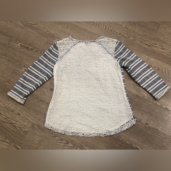 Guess Blue and White Striped Knit Lace Sweater - Picture 2 of 4